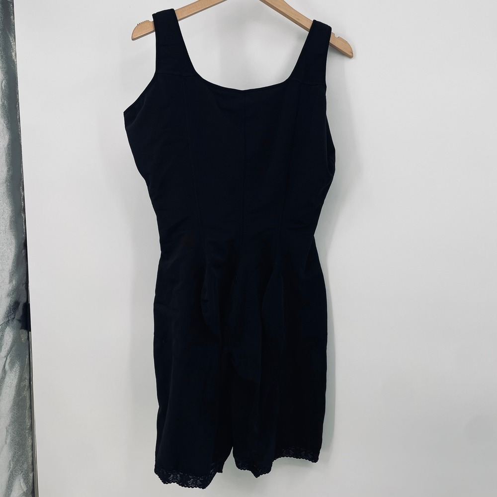 Diane Poitiere Black Full Body Shapewear Faja Zipper Front Lace Trim 4XL